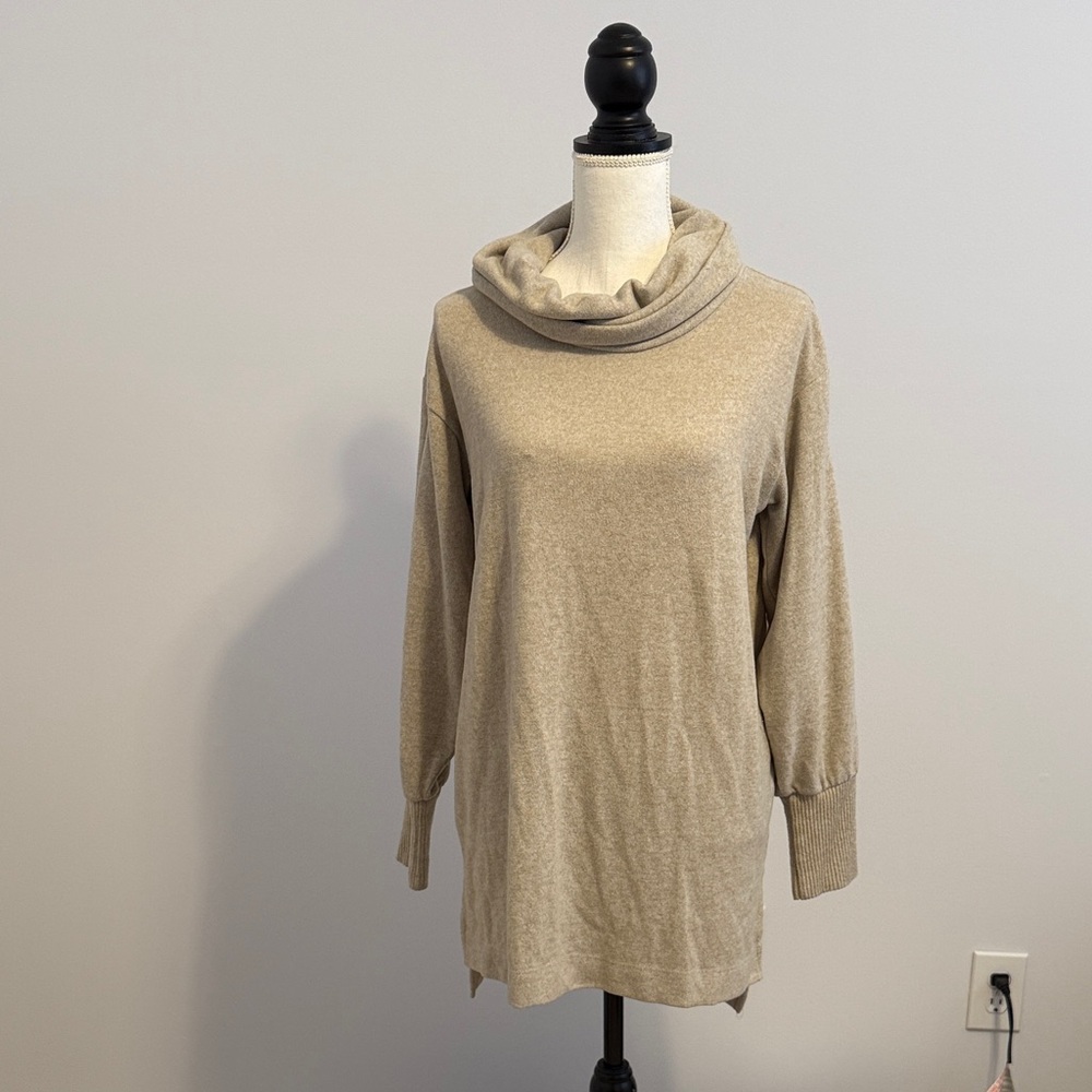LAST CALL Anthropologie Beige Cowl Neck Sweater